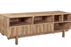 Miliboo Meuble Tv Design-Meuble TV design en bois manguier massif et détails dorés L140 cm ZAIKA