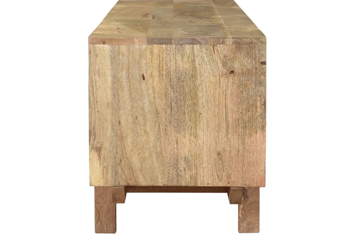 Miliboo Meuble Tv Design-Meuble TV design en bois manguier massif et détails dorés L140 cm ZAIKA