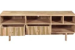 Miliboo Meuble Tv Design-Meuble TV design en bois manguier massif et détails dorés L140 cm ZAIKA