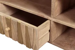 Miliboo Meuble Tv Design-Meuble TV design en bois manguier massif et détails dorés L140 cm ZAIKA