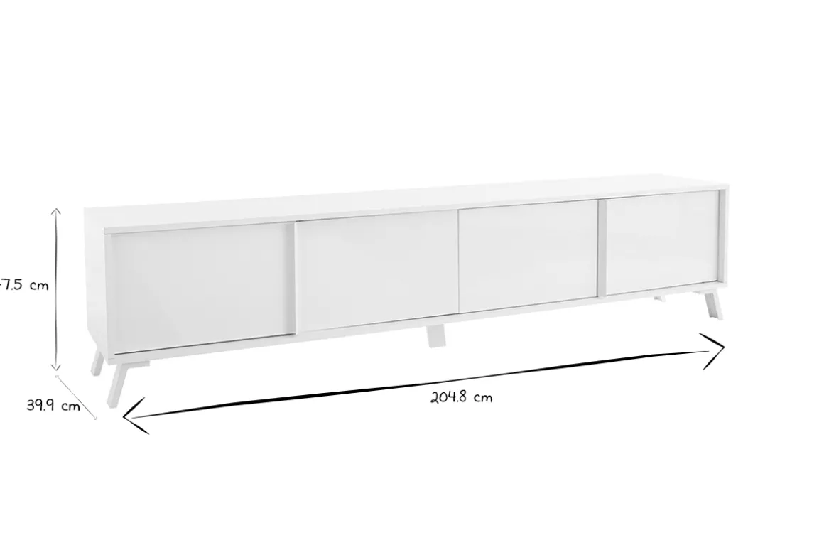 Miliboo Meuble Tv Design-Meuble TV design finition blanc brillant L205 cm NEMA