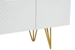 Miliboo Meuble Tv Design-Meuble TV design gravé blanc et métal doré L140 cm OZEN