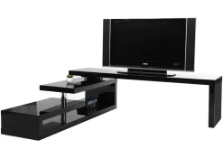 Miliboo Meuble Tv Design-Meuble TV design laqué brillant noir pivotant L255 MAX V2