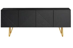 Miliboo Meuble Tv Design-Meuble TV design noir et métal doré L140 cm OZEN