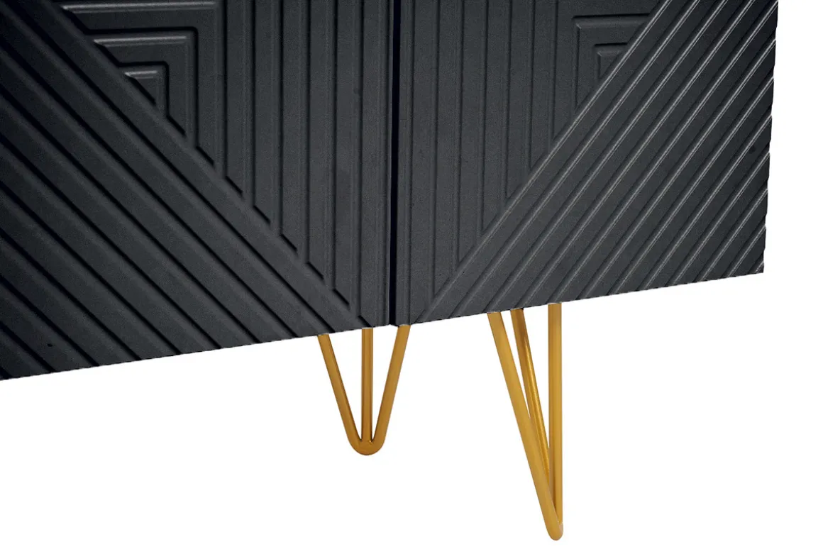 Miliboo Meuble Tv Design-Meuble TV design noir et métal doré L140 cm OZEN