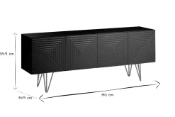 Miliboo Meuble Tv Design-Meuble TV design noir et métal doré L140 cm OZEN