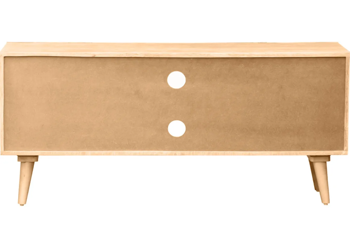 Miliboo Meuble Tv Design-Meuble TV en bois clair manguier massif gravé 2 portes L135 cm RUBIA