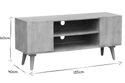 Miliboo Meuble Tv Design-Meuble TV en bois clair manguier massif gravé 2 portes L135 cm RUBIA