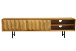 Miliboo Meuble Tv Design-Meuble TV en bois clair manguier massif gravé L160 cm AGRA