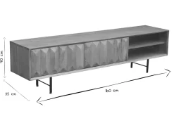 Miliboo Meuble Tv Design-Meuble TV en bois clair manguier massif gravé L160 cm AGRA