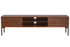 Miliboo Meuble Tv Design-Meuble TV en bois foncé manguier massif et métal noir 2 portes L160 cm ONDA