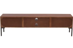 Miliboo Meuble Tv Design-Meuble TV en bois foncé manguier massif et métal noir 2 portes L160 cm ONDA