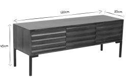 Miliboo Meuble Tv Design-Meuble TV en bois foncé manguier massif et métal noir 3 portes L120 cm ONDA