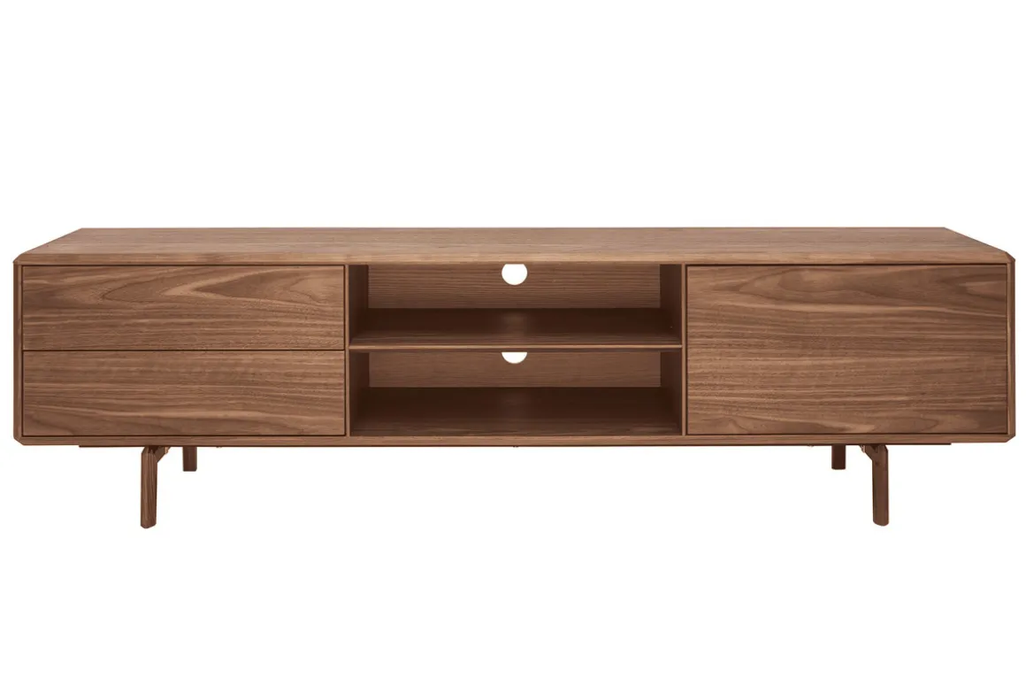 Miliboo Meuble Tv Design-Meuble TV en bois foncé noyer 1portes 2 tiroirs L180 cm SUVA