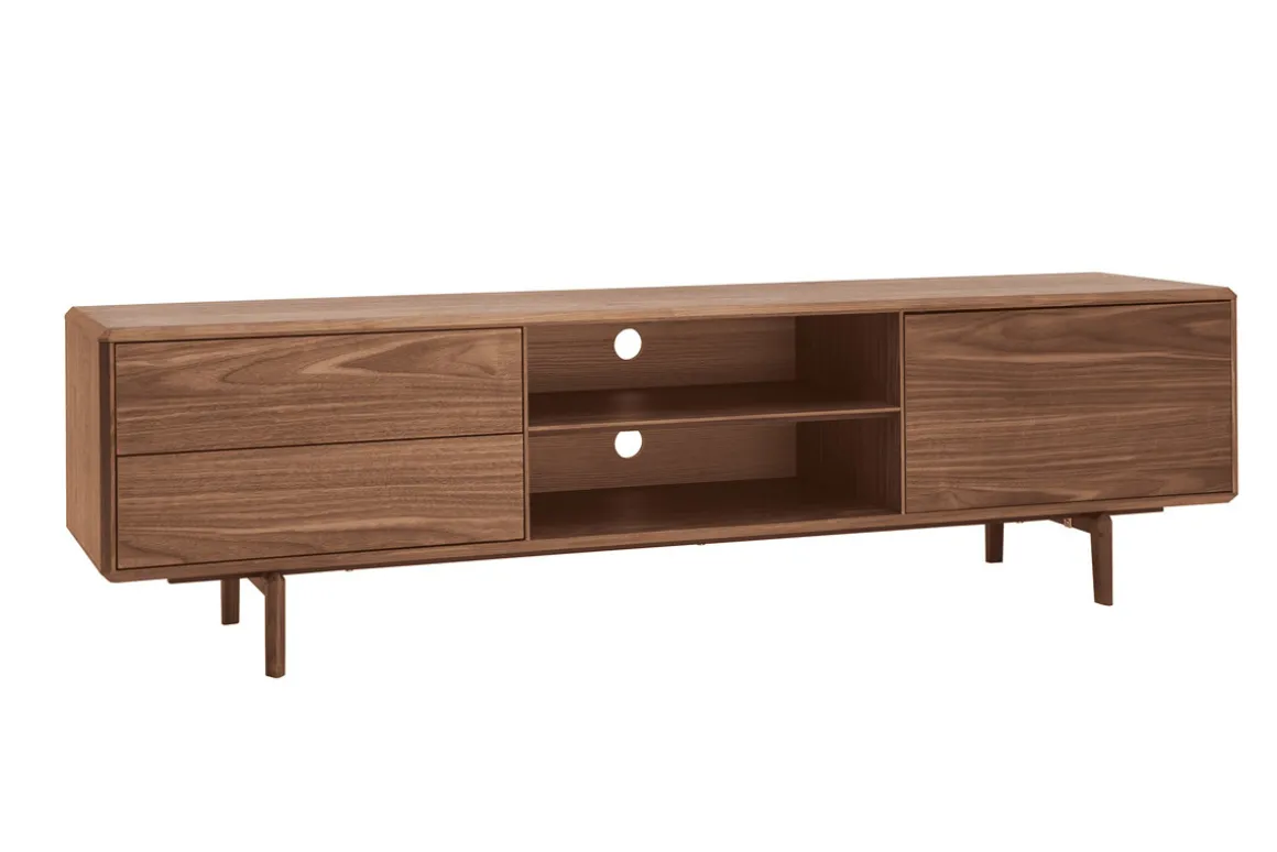 Miliboo Meuble Tv Design-Meuble TV en bois foncé noyer 1portes 2 tiroirs L180 cm SUVA