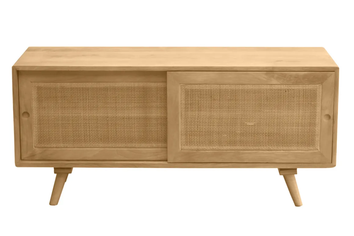 Miliboo Meuble Tv Design-Meuble TV en bois manguier massif et cannage rotin L110 cm ACANGE