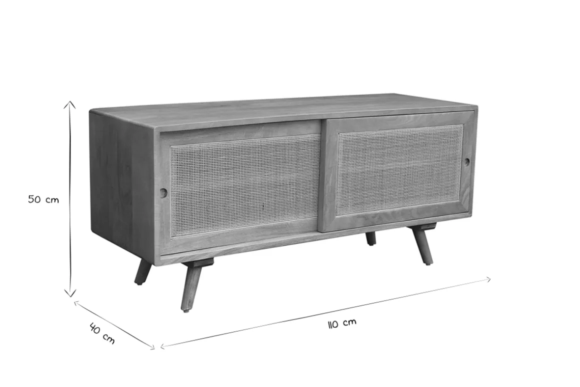 Miliboo Meuble Tv Design-Meuble TV en bois manguier massif et cannage rotin L110 cm ACANGE
