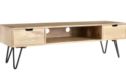 Miliboo Meuble Tv Design-Meuble TV en bois manguier massif et métal noir L150 VIBES