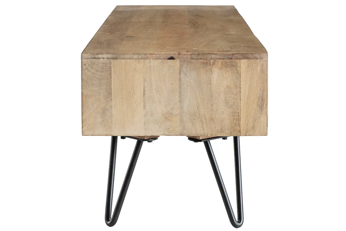 Miliboo Meuble Tv Design-Meuble TV en bois manguier massif et métal noir L150 VIBES