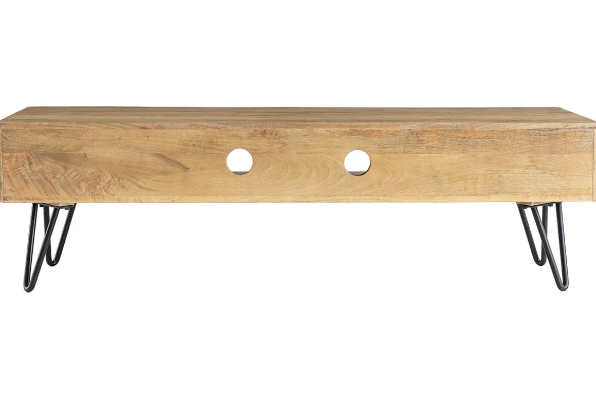 Miliboo Meuble Tv Design-Meuble TV en bois manguier massif et métal noir L150 VIBES