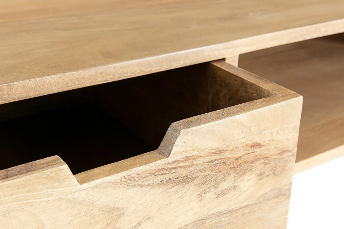 Miliboo Meuble Tv Design-Meuble TV en bois manguier massif et métal noir L150 VIBES