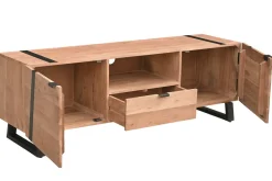 Miliboo Meuble Tv Design-Meuble TV en bois massif et métal noir L150 cm ALVARO