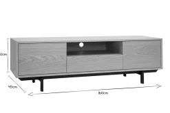 Miliboo Meuble Tv Design-Meuble TV finition bois chêne avec niche ouverte L160 cm MANNY