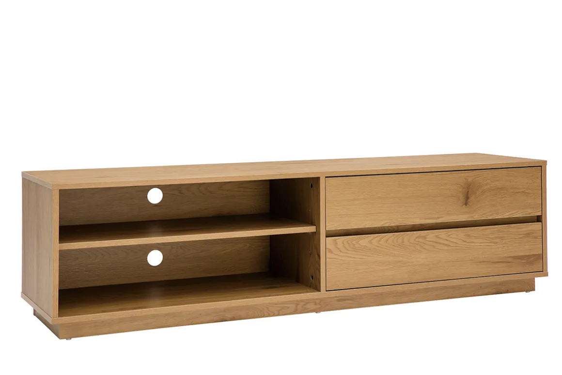 Miliboo Meuble Tv Design-Meuble TV finition bois clair chêne 2 tiroirs L160 cm MADERO