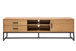Miliboo Meuble Tv Design-Meuble TV finition bois clair chêne et métal noir L160 cm LOVATO