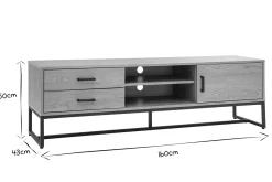 Miliboo Meuble Tv Design-Meuble TV finition bois clair chêne et métal noir L160 cm LOVATO