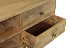 Miliboo Meuble Tv Design-Meuble TV gravé en bois manguier massif et métal L130 LINIUM