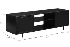 Miliboo Meuble Tv Design-Meuble TV industriel métal noir 2 portes L150 cm KARL