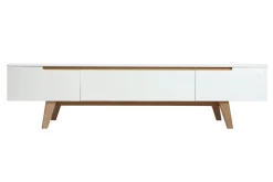 Miliboo Meuble Tv Design-Meuble TV scandinave blanc brillant et bois L180 cm MELKA