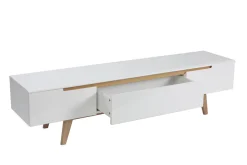 Miliboo Meuble Tv Design-Meuble TV scandinave blanc brillant et bois L180 cm MELKA