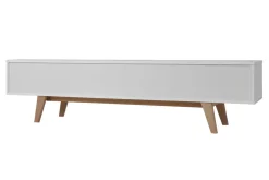 Miliboo Meuble Tv Design-Meuble TV scandinave blanc brillant et bois L180 cm MELKA