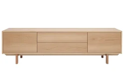 Miliboo Meuble Tv Design-Meuble TV scandinave bois clair chêne 2 portes 2 tiroirs L180cm SID
