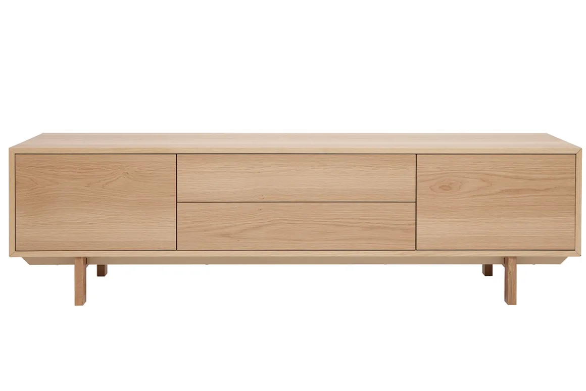 Miliboo Meuble Tv Design-Meuble TV scandinave bois clair chêne 2 portes 2 tiroirs L180cm SID