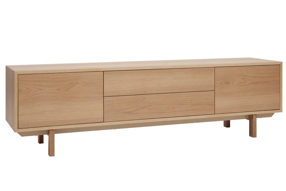 Miliboo Meuble Tv Design-Meuble TV scandinave bois clair chêne 2 portes 2 tiroirs L180cm SID