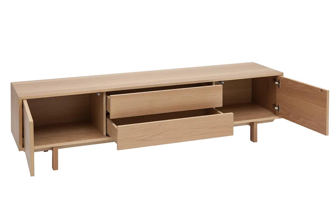 Miliboo Meuble Tv Design-Meuble TV scandinave bois clair chêne 2 portes 2 tiroirs L180cm SID