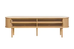 Miliboo Meuble Tv Design-Meuble TV vintage bois clair chêne avec rangements 2 portes coulissantes L180 cm EPIC