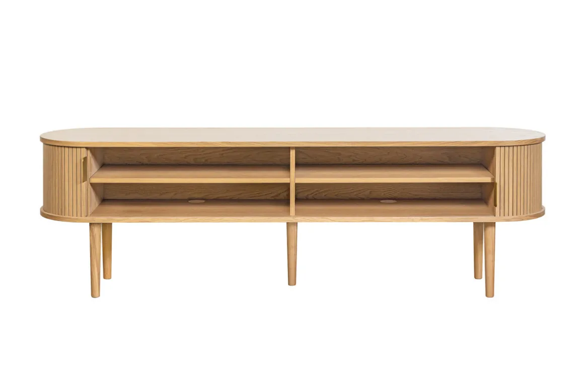 Miliboo Meuble Tv Design-Meuble TV vintage bois clair chêne avec rangements 2 portes coulissantes L180 cm EPIC