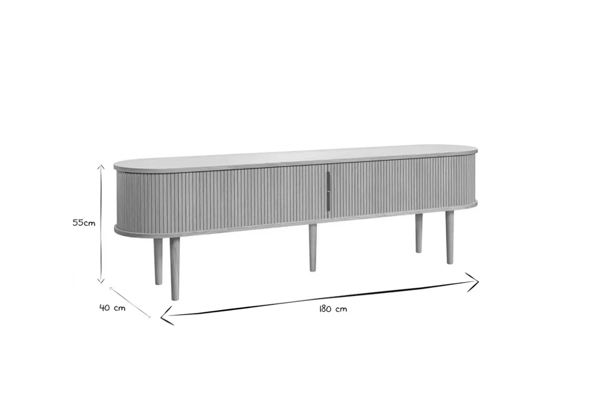 Miliboo Meuble Tv Design-Meuble TV vintage bois foncé noyer avec rangements 2 portes coulissantes L180 cm EPIC