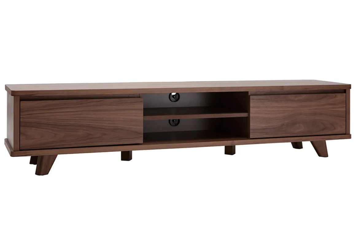 Miliboo Meuble Tv Design-Meuble TV vintage bois foncé noyer 2 portes L180 cm FIFTIES