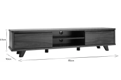 Miliboo Meuble Tv Design-Meuble TV vintage bois foncé noyer 2 portes L180 cm FIFTIES