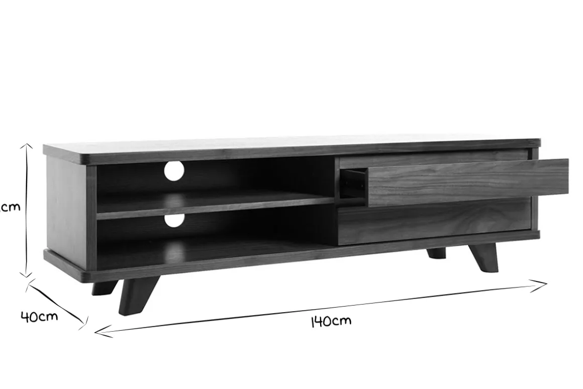 Miliboo Meuble Tv Design-Meuble TV vintage bois foncé avec tiroirs L140 cm FIFTIES
