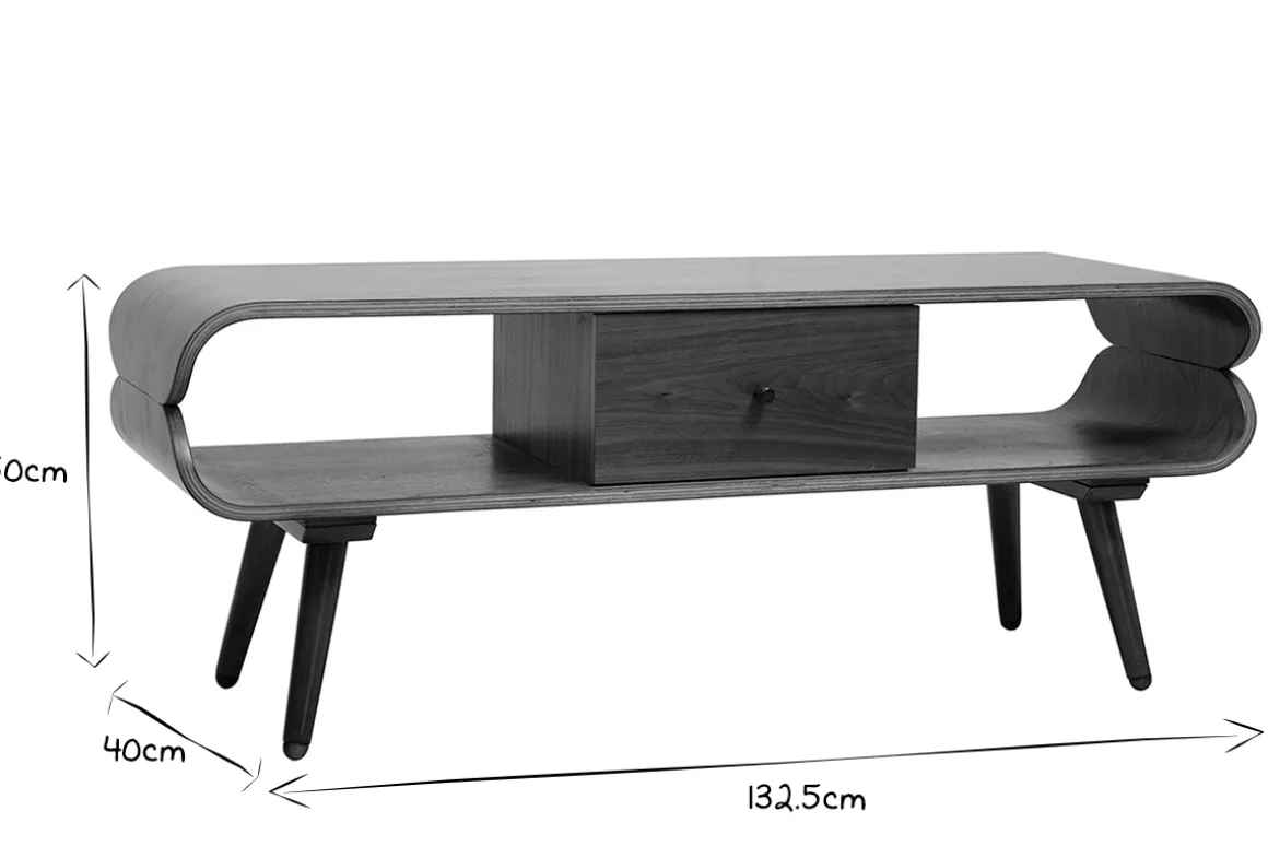 Miliboo Meuble Tv Design-Meuble TV vintage en bois foncé avec rangements L132 cm TAKLA