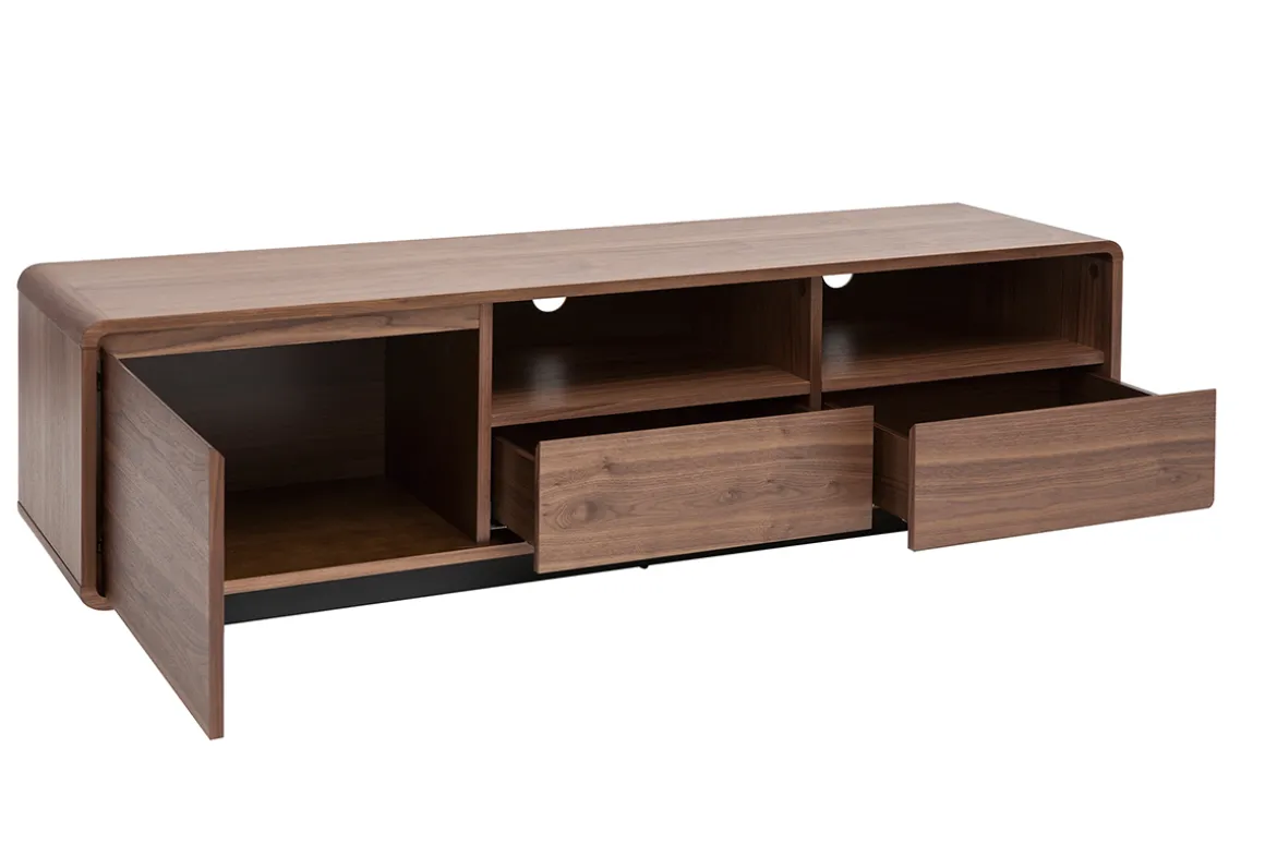 Miliboo Meuble Tv Design-Meuble TV vintage en bois foncé noyer et métal noir L160 cm JAKO