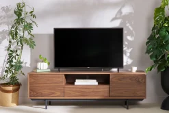 Miliboo Meuble Tv Design-Meuble TV vintage en bois foncé niche ouverte L160 cm MANNY