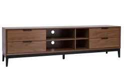 Miliboo Meuble Tv Design-Meuble TV vintage finition bois foncé noyer et métal noir avec rangements L180 cm SARTO