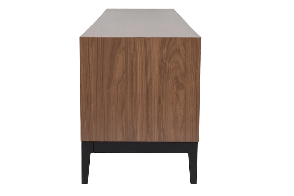 Miliboo Meuble Tv Design-Meuble TV vintage finition bois foncé noyer et métal noir avec rangements L180 cm SARTO